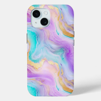 Colourful iPhone 15 Case Agate Vibrant Marbled Gem