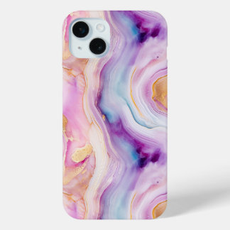 Colourful iPhone 15 Case Agate Vibrant Marbled Gem