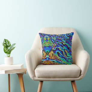 Colourful Iridescent Abalone Sea Shell     Throw Pillow