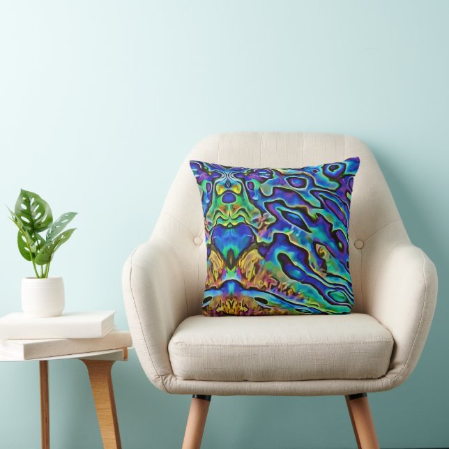 Colourful Iridescent Abalone Sea Shell     Throw Pillow (Chair)