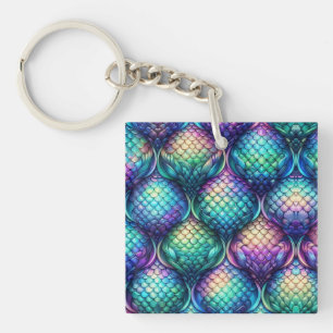 Colourful/iridescent aquatic scales keychain