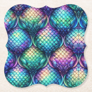Colourful/iridescent aquatic scales paper coaster