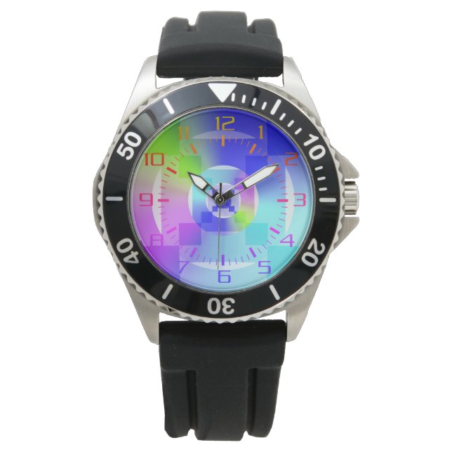Colourful Iridescent Rainbow Good Vibes Gradient Watch (Front)