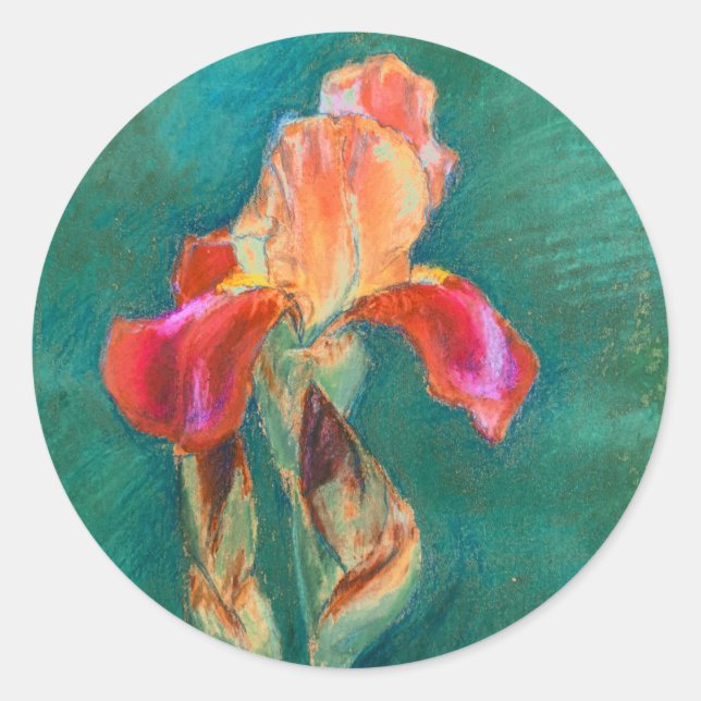 Colourful Iris Flower Classic Round Sticker (Front)