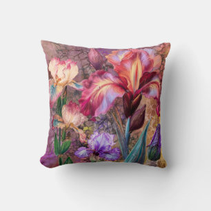 Colourful Irises Throw Pillow