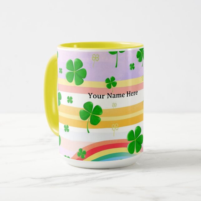 Colourful Irish Shamrock Seamless Pattern Mug (Front Left)