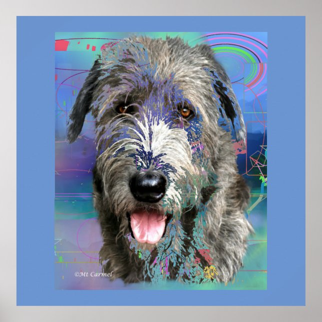 Colourful Irish Wolfhound Artwork Poster (Front)
