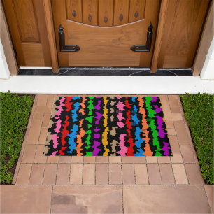 Colourful Irregular Abstract Design Black  Doormat