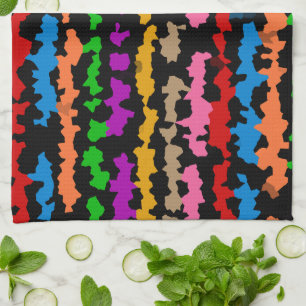 Colourful Irregular Abstract Design Black Kitchen Towel