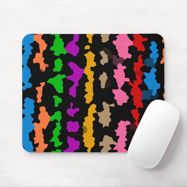 Colourful Irregular Abstract Design Black  Mouse Pad (With Mouse)