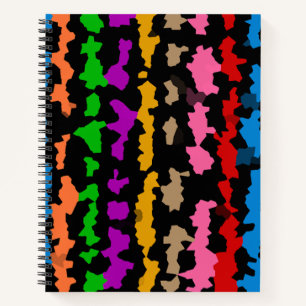 Colourful Irregular Abstract Design Black  Notebook