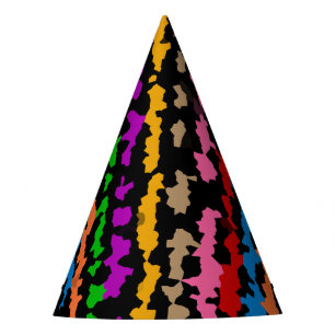 Colourful Irregular Abstract Design Black Party Hat