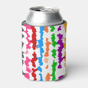 Colourful Irregular Abstract Design White Can Cooler