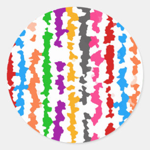 Colourful Irregular Abstract Design White Classic Round Sticker