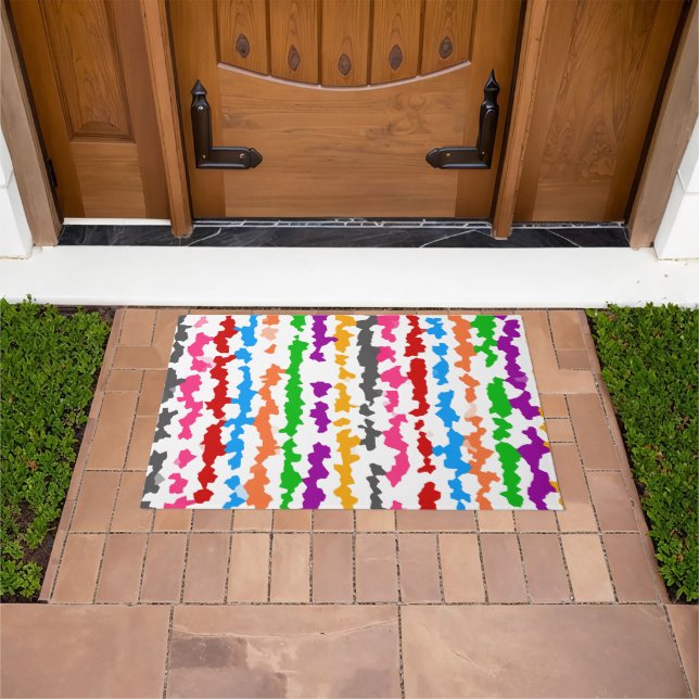 Colourful Irregular Abstract Design White Doormat (Outdoor)