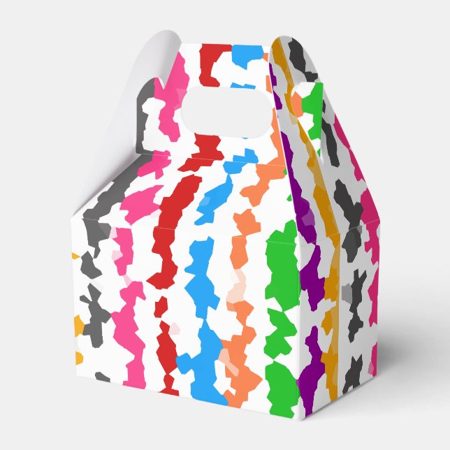Colourful Irregular Abstract Design White Favor Box (Front Side)
