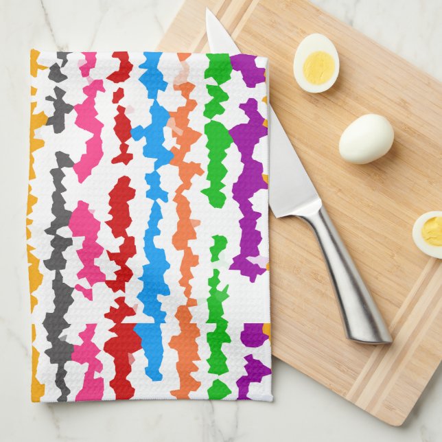 Colourful Irregular Abstract Design White Kitchen Towel (Quarter Fold)