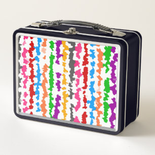Colourful Irregular Abstract Design White Metal Lunch Box
