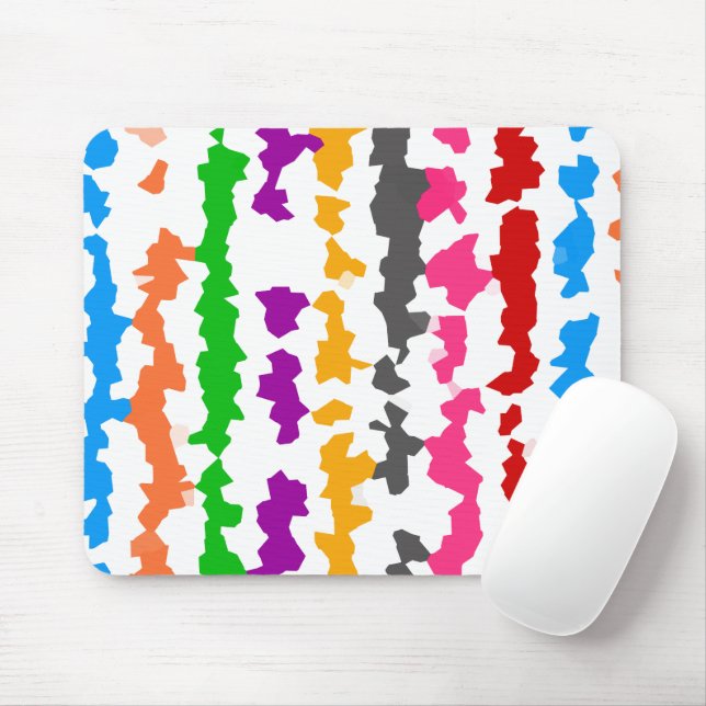 Colourful Irregular Abstract Design White Mouse Pad (With Mouse)