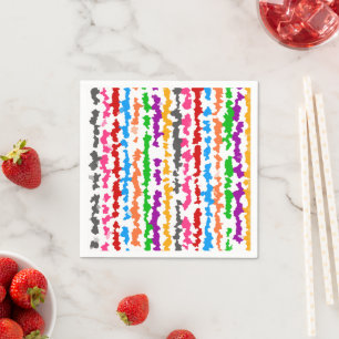 Colourful Irregular Abstract Design White Napkin