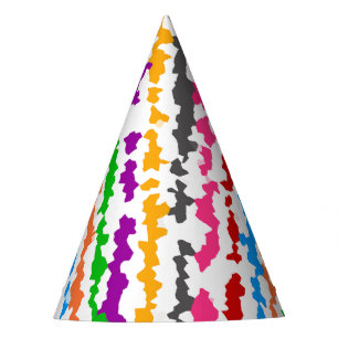 Colourful Irregular Abstract Design White Party Hat