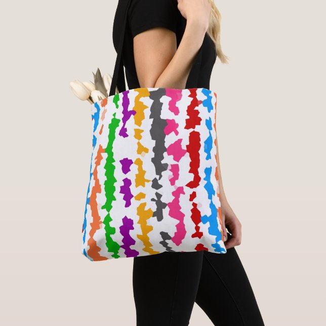 Colourful Irregular Abstract Design White Tote Bag (Close Up)
