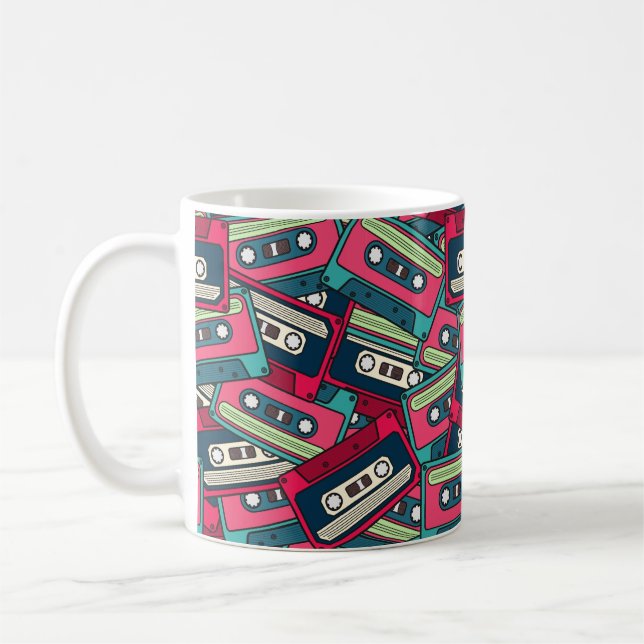 Colourful Irregular Seamless Cassette Pattern. Uni Coffee Mug (Left)
