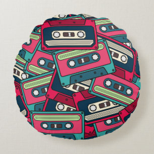 Colourful Irregular Seamless Cassette Pattern. Uni Round Pillow