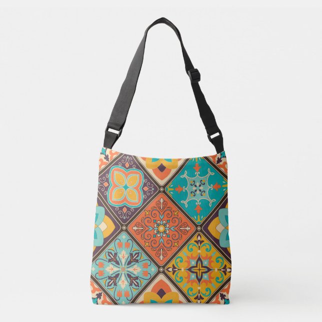 Colourful Islamic-inspired patchwork tile. Crossbody Bag (Front)