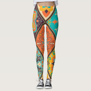 Colourful Islamic-inspired patchwork tile. Leggings