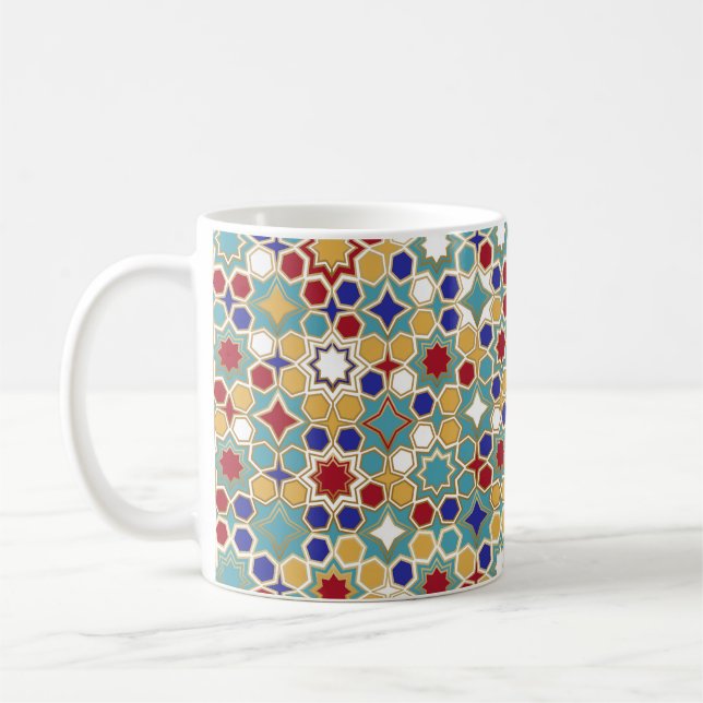 Colourful Islamic Mosaic Seamless Pattern Coffee Mug (Left)