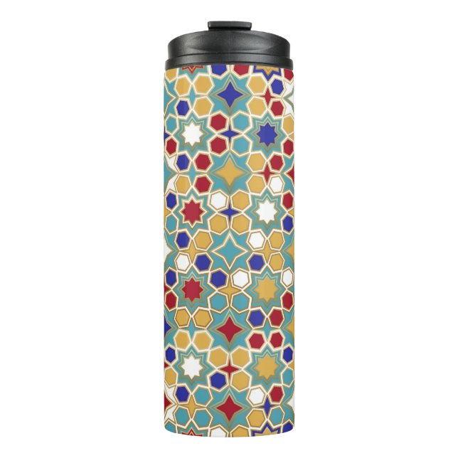 Colourful Islamic Mosaic Seamless Pattern Thermal Tumbler (Front)