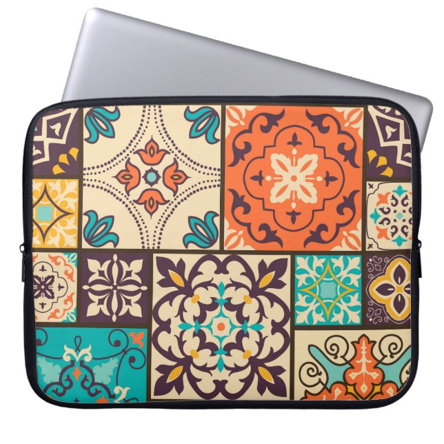 Colourful Islamic Patchwork: Vintage Tile. Laptop Sleeve (Front)