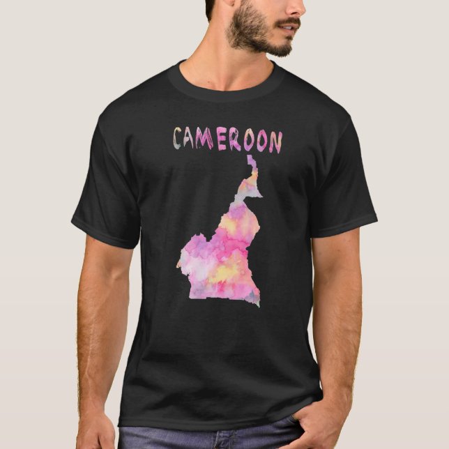 Colourful Isolated Cameroon Map In Watercolor Colo T-Shirt (Front)