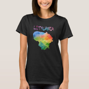 Colourful Isolated Lithuania Map In Watercolor T-Shirt