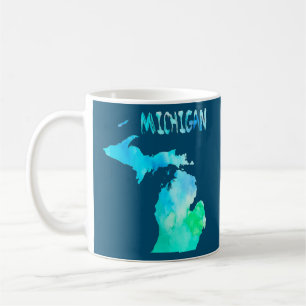 Colourful isolated Michigan map in watercolor Coffee Mug