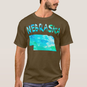 Colourful isolated Nebraska state map in watercolo T-Shirt