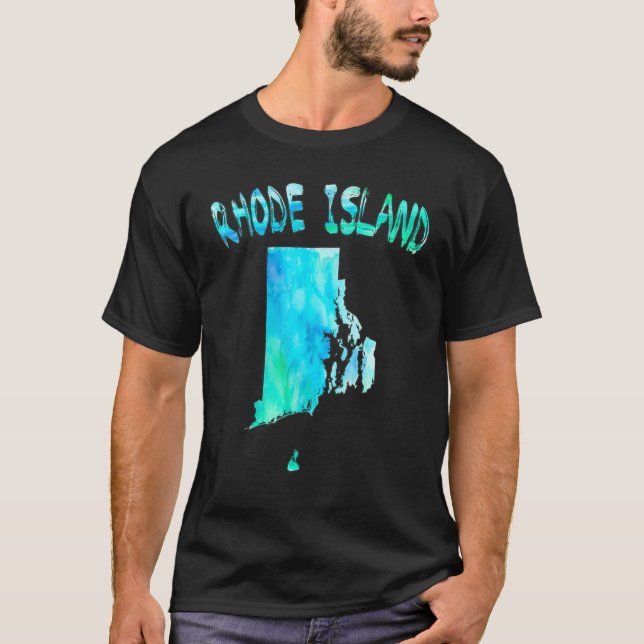 Colourful Isolated Rhode Island State Map In Water T-Shirt (Front)