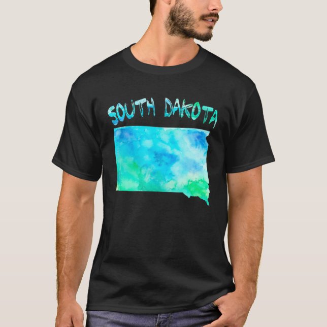Colourful Isolated South Dakota State Map In Water T-Shirt (Front)