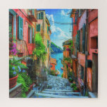 Colourful Italian Seaside Steps Cinque Terre Charm Jigsaw Puzzle<br><div class="desc">Step into the vibrant beauty of Italy’s coast with this puzzle capturing a narrow stone stairway framed by colourful buildings and lush potted plants. Inspired by the charm of Cinque Terre, the scene leads your eye from blooming balconies and shuttered windows down toward a sparkling blue harbour dotted with boats....</div>