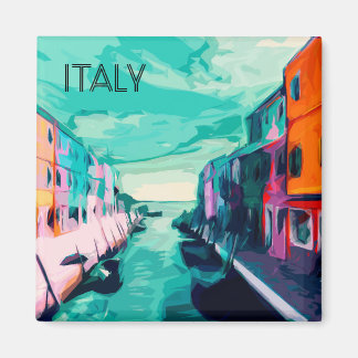 Colourful Italy Travel Poster Fridge Magnet