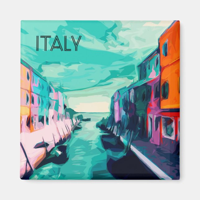 Colourful Italy Travel Poster Fridge Magnet (Front)