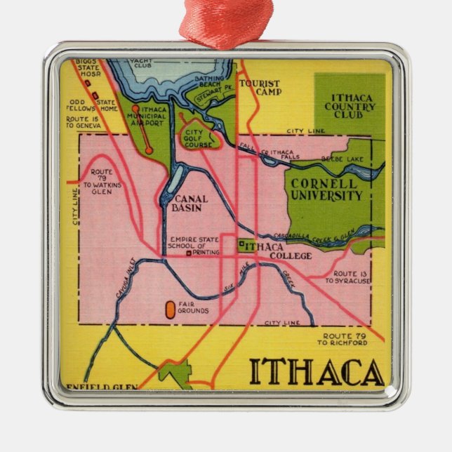 Colourful Ithaca New York Ornament (Front)