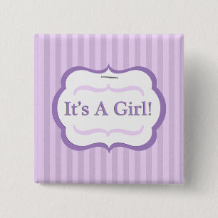 Colourful It's A Girl! Announcement 2 Inch Square Button