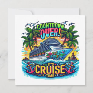 Colourful "It's Cruise Time" Countdown Cruise Ship Save The Date