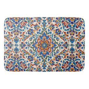 Colourful Iznik Persian Turkish Handpainted Repro Bath Mat