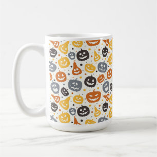 Colourful Jack-O'-Lantern Faces Pattern Coffee Mug