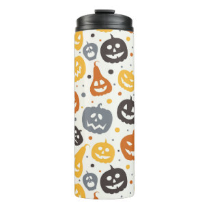 Colourful Jack-O'-Lantern Faces Pattern Thermal Tumbler