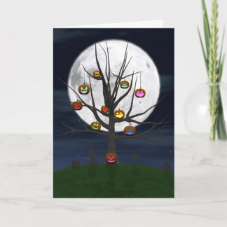 Colourful Jack-o-lantern Tree Greeting Card