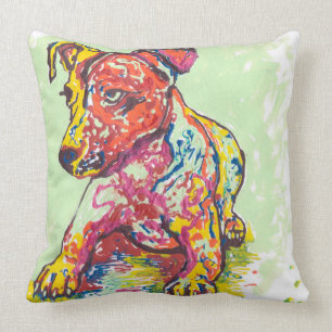 Colourful Jack Russell Terrier Throw Pillow